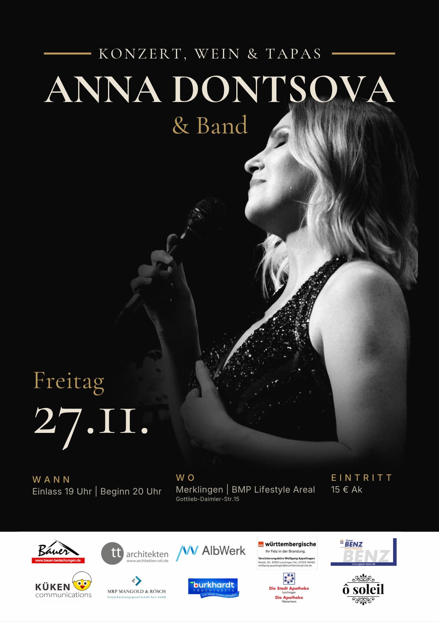 Anna Dontsova & Band – Konzert, Wein & Tapas in Merklingen